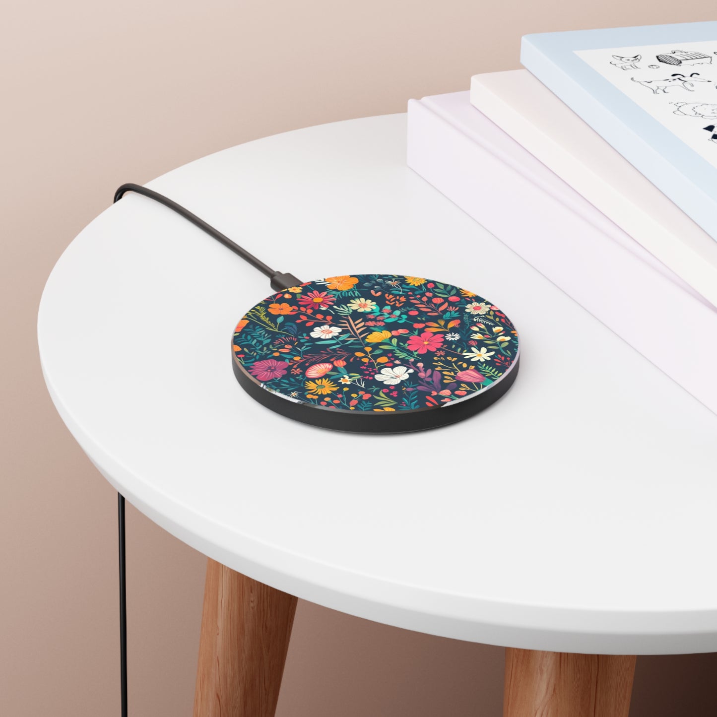 Vibrant Retro Floral Wireless Phone Charger
