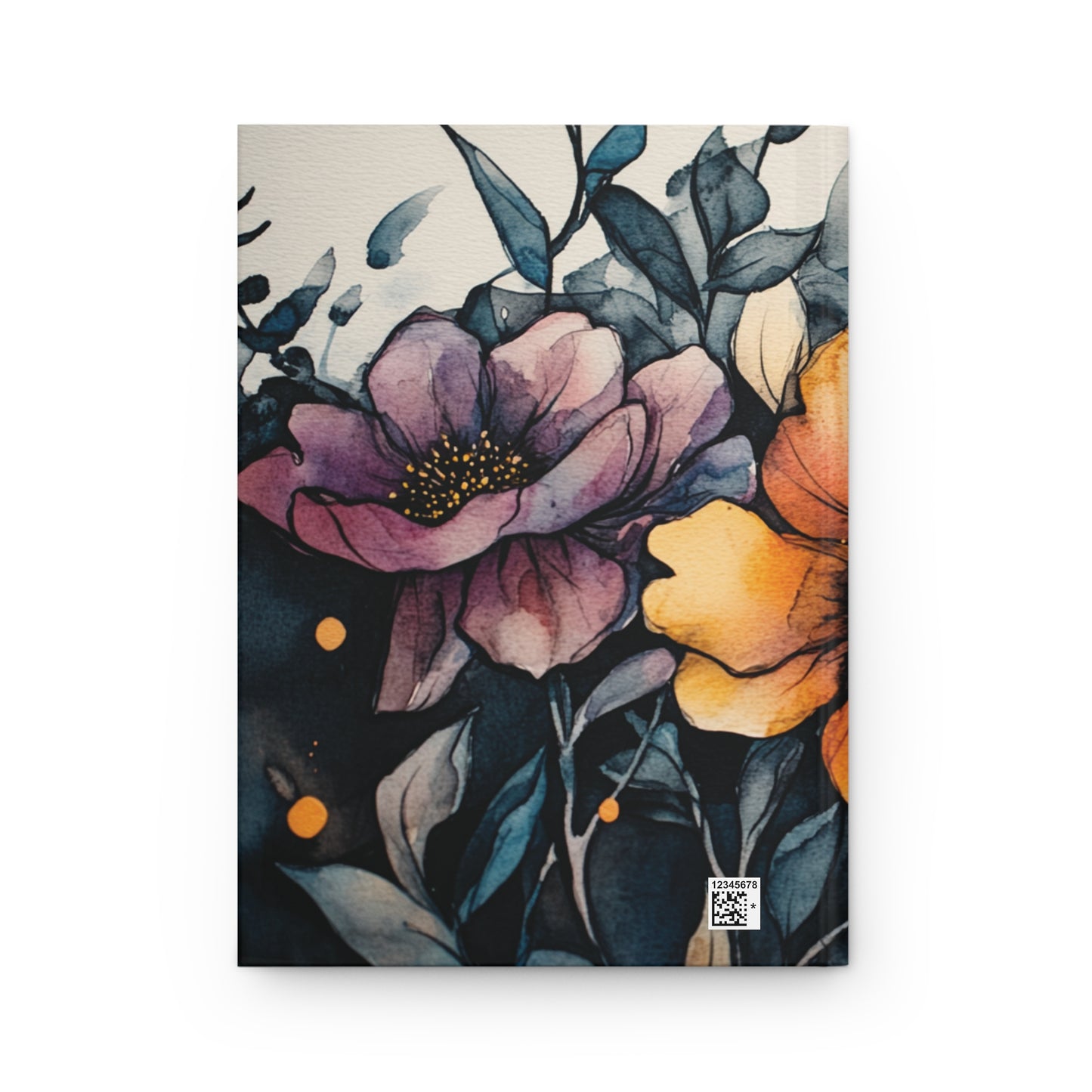 Dark Watercolor Floral Hardcover Lined Journal