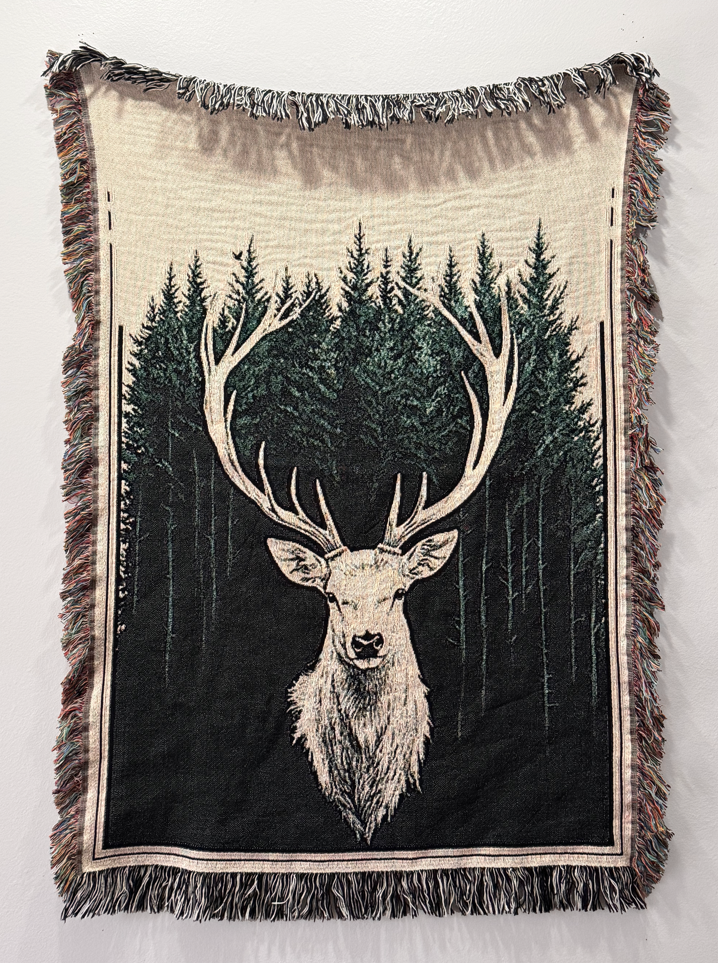 Woven White Stag Blanket