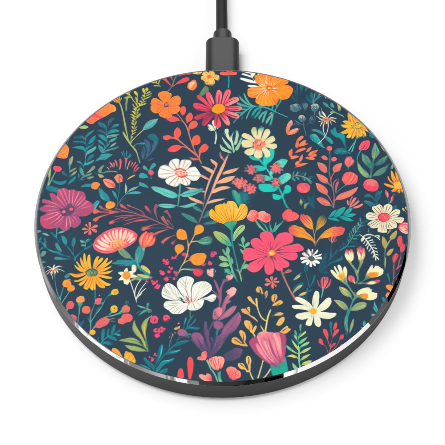 Vibrant Retro Floral Wireless Phone Charger