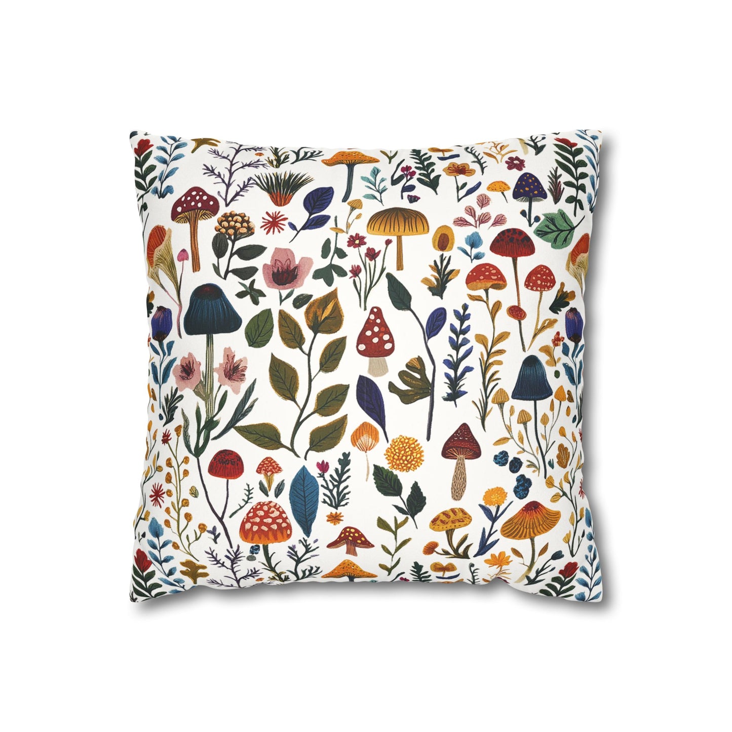 Woodland Botanical Faux Suede Pillow Cover