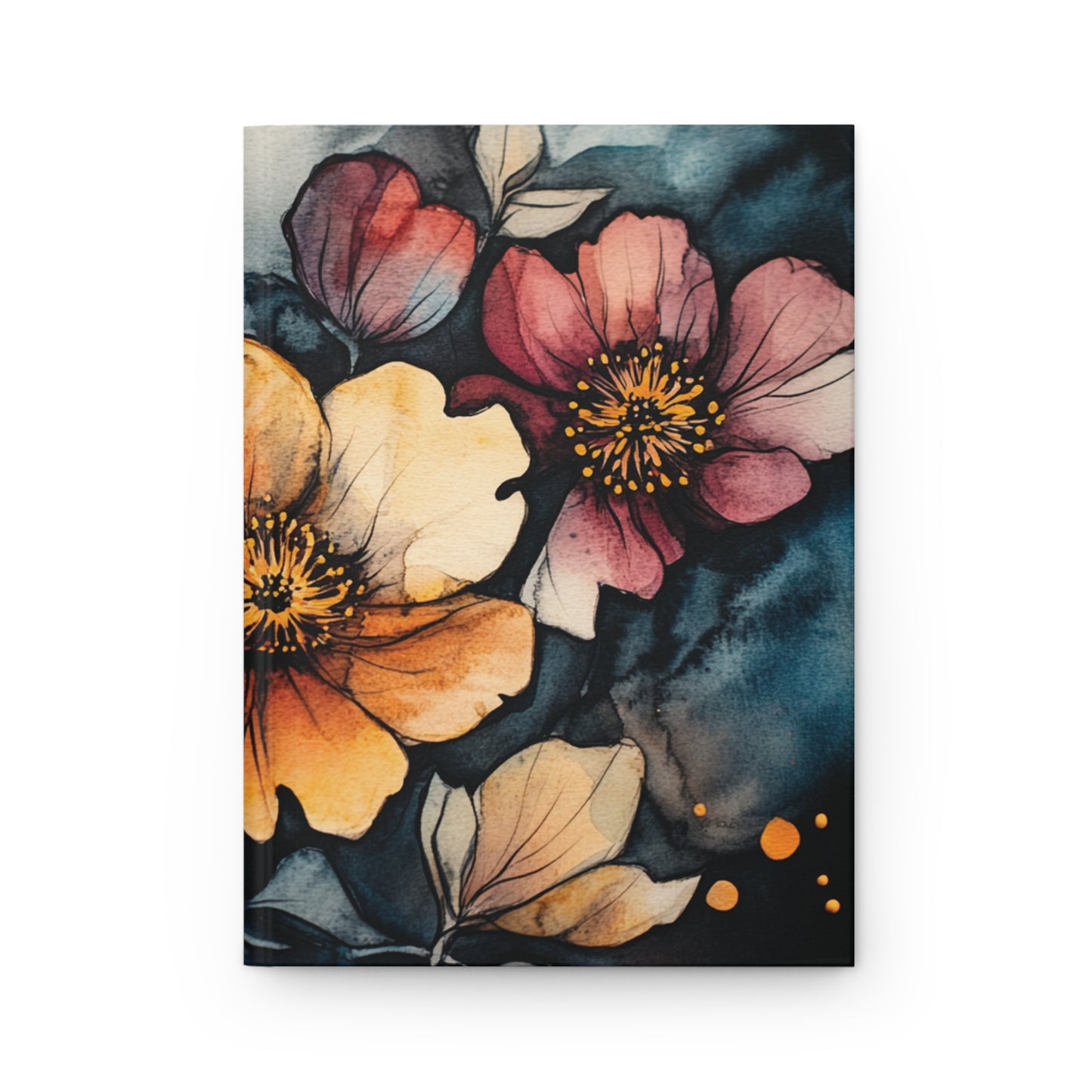 Dark Watercolor Floral Hardcover Lined Journal