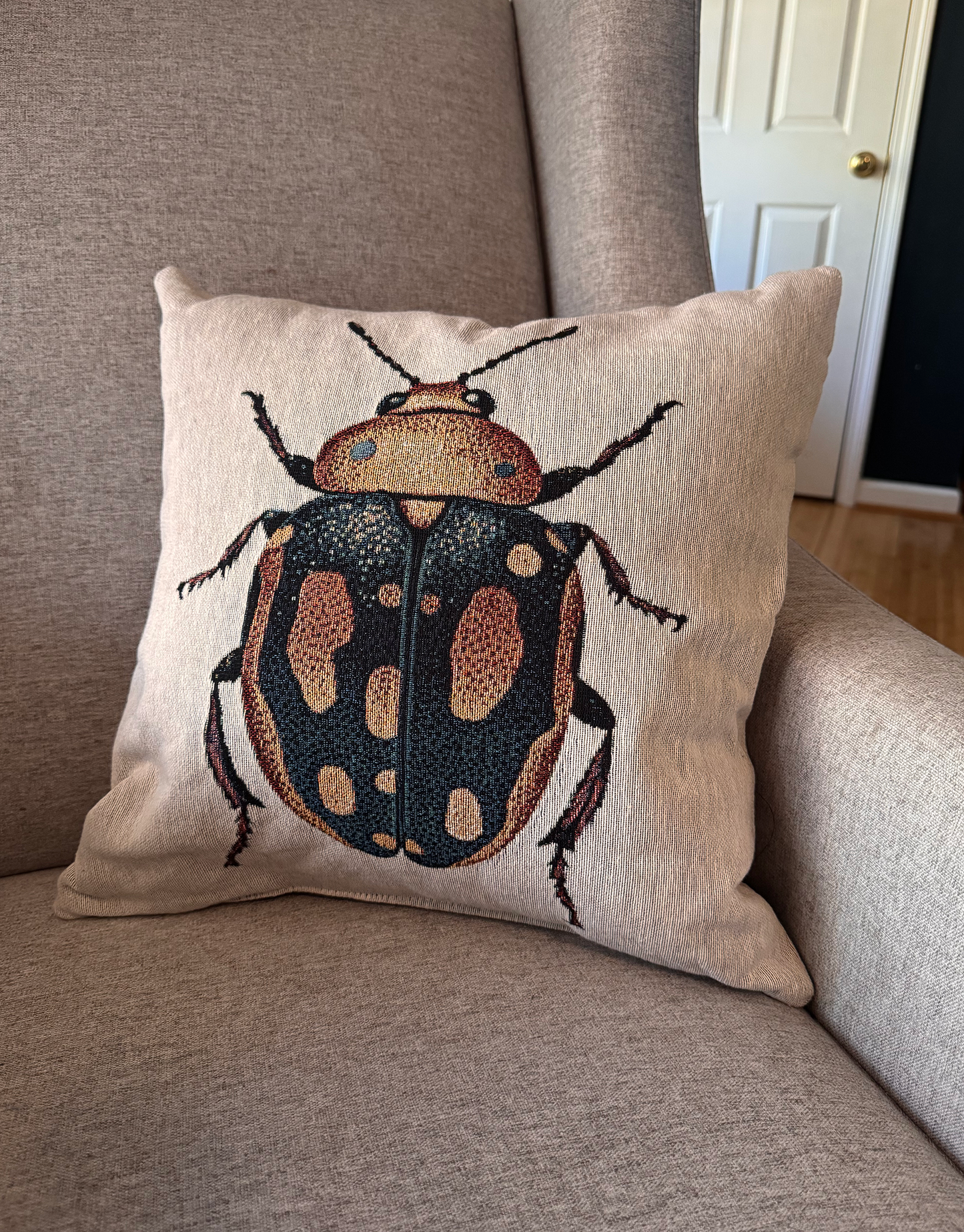 Woven Beetle Throw Pillow