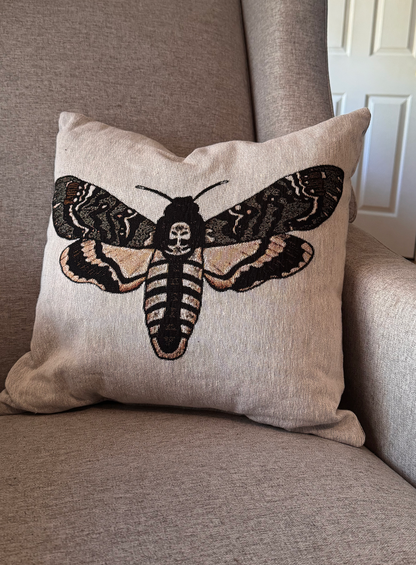 Death's-Head Hawkmoth Woven Pillow