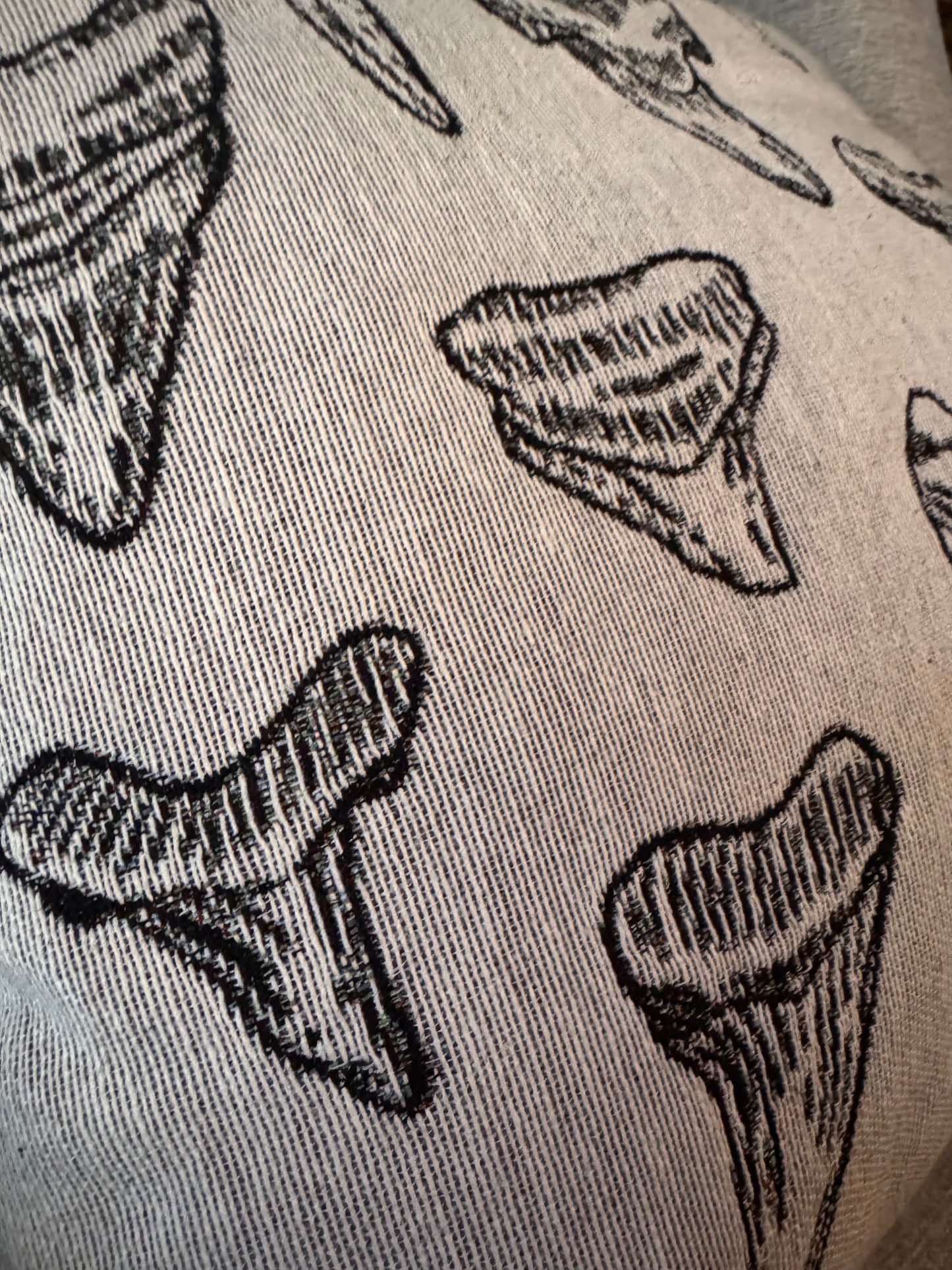 White Woven Sharks Teeth Pillow