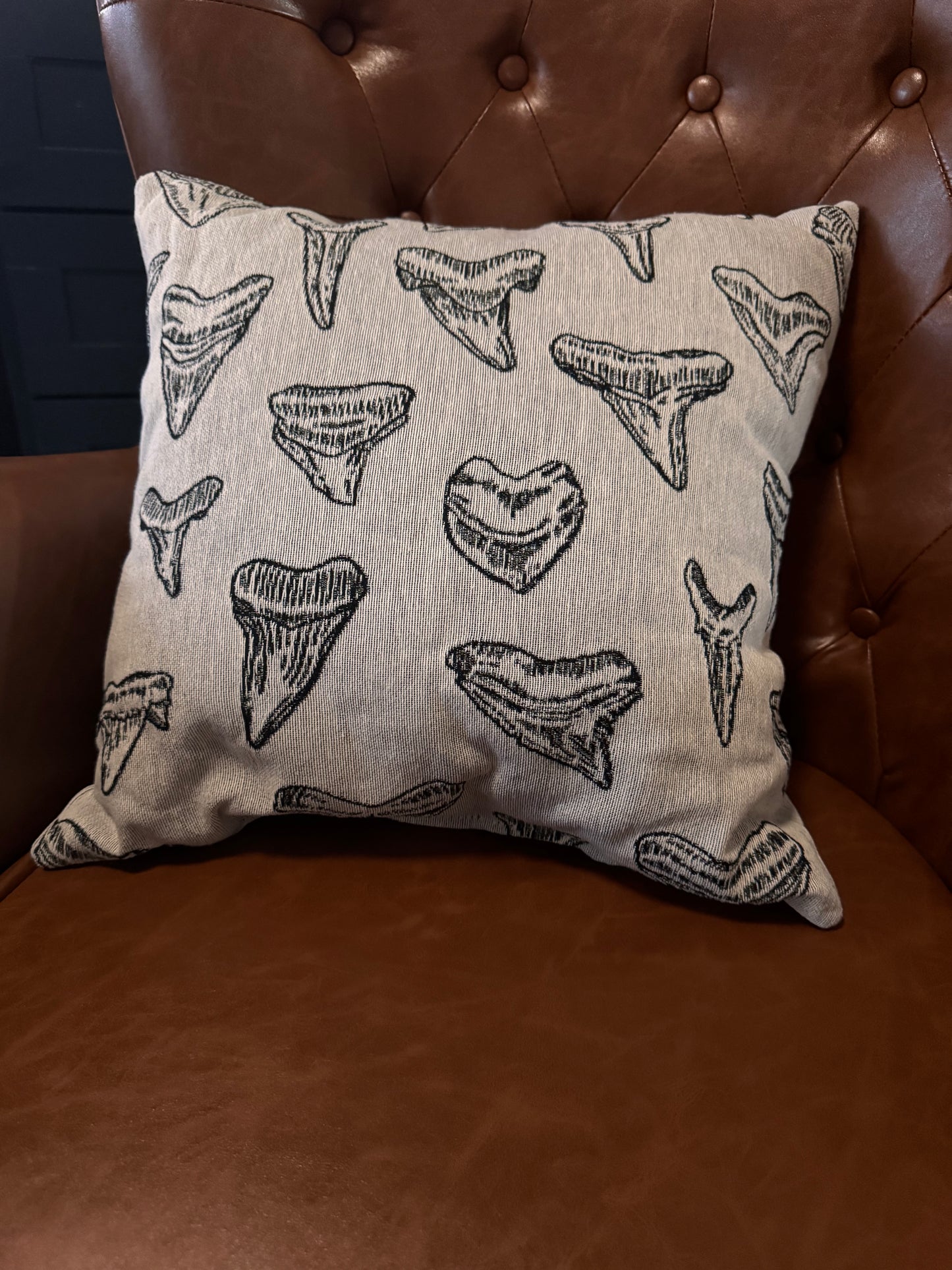 White Woven Sharks Teeth Pillow