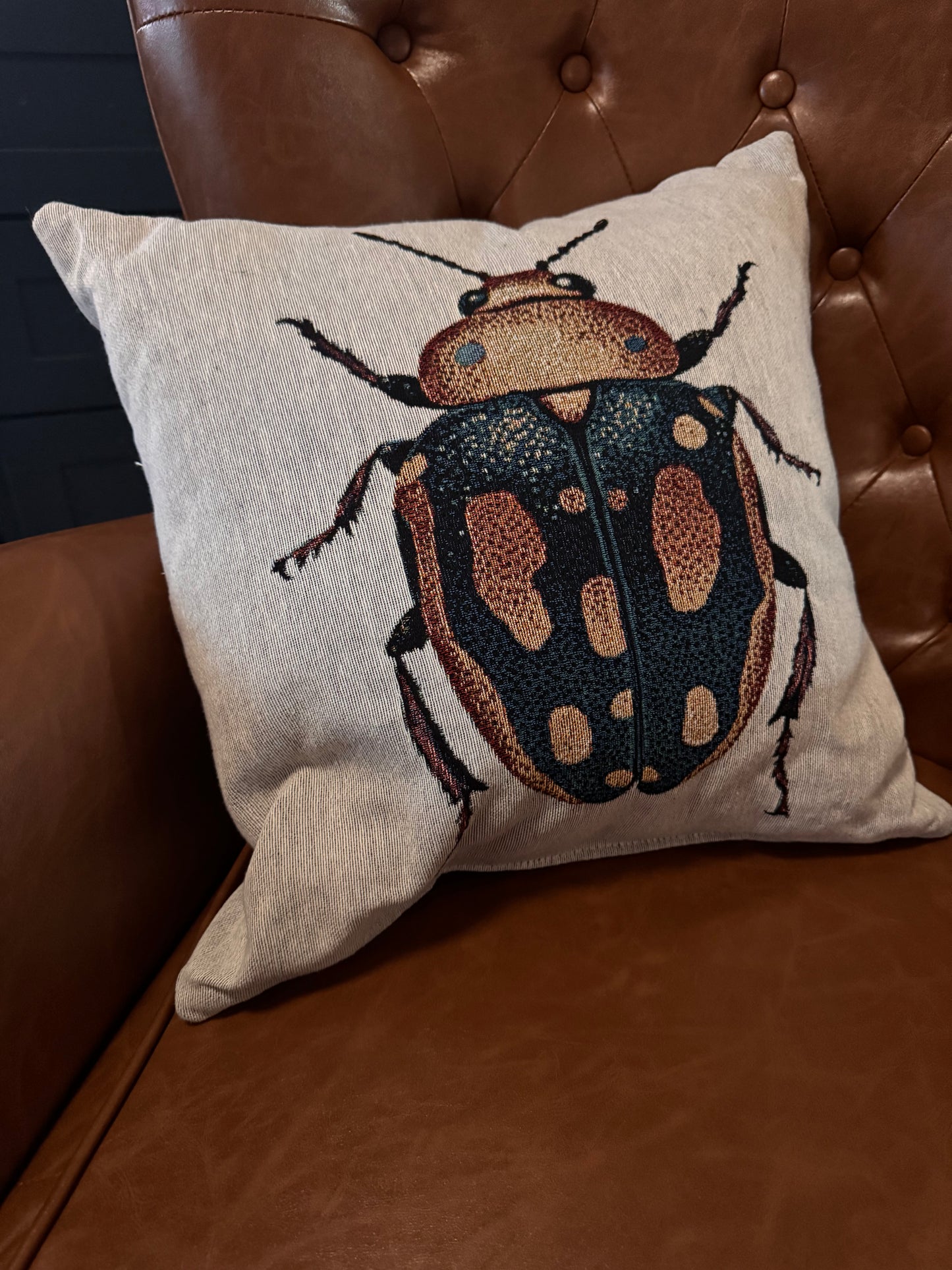 Woven Beetle Throw Pillow
