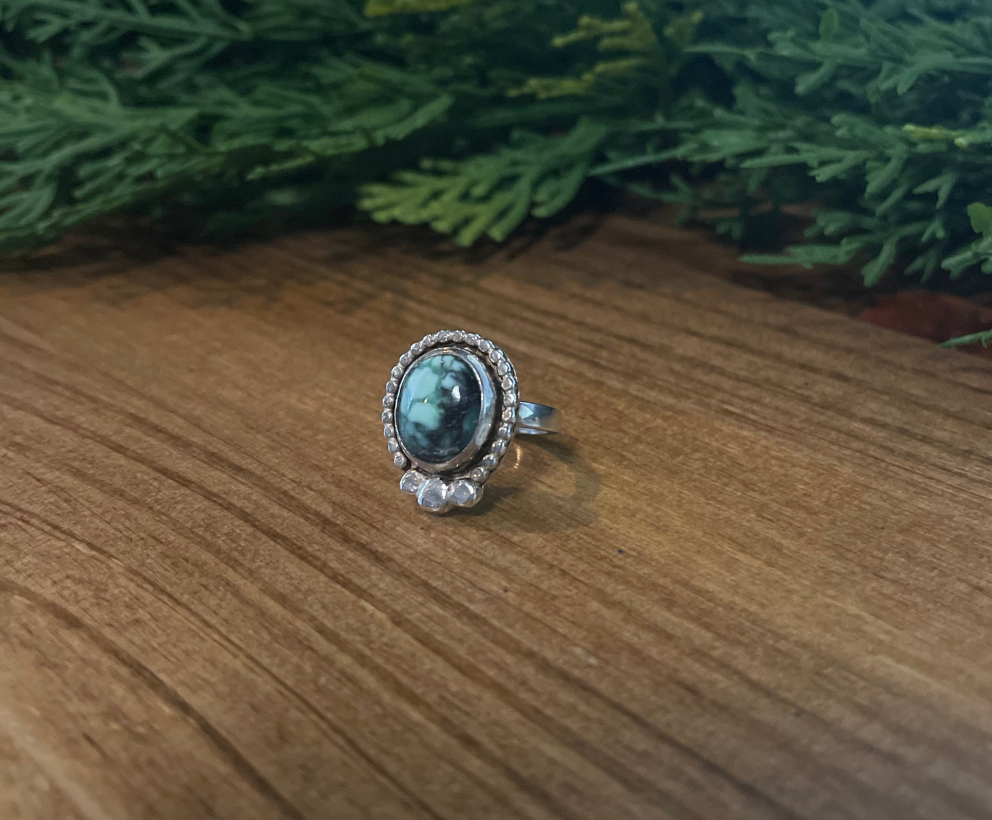 Hammered Variscite Statement Ring