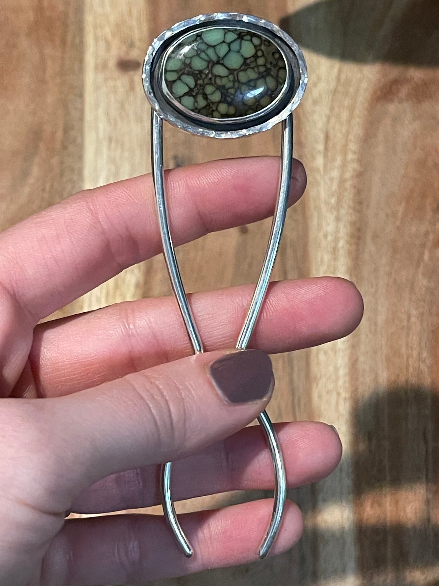 Starfox Variscite Hammered Hair Fork