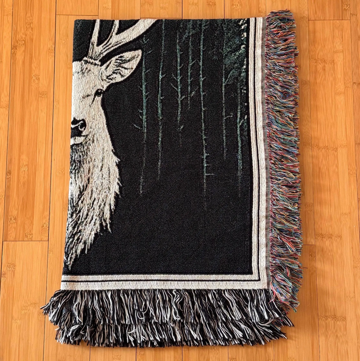 Woven White Stag Blanket