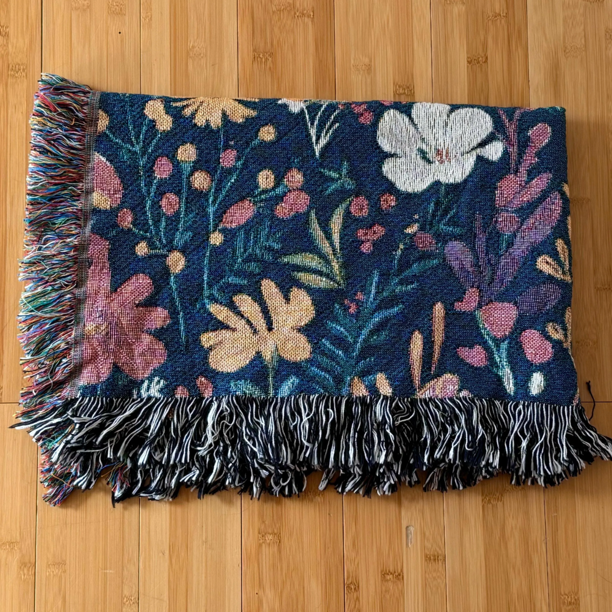 Woven Vibrant Retro Floral Blanket