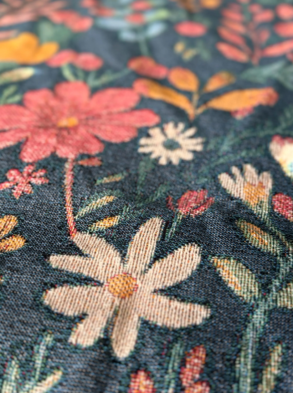 Woven Vibrant Retro Floral Blanket