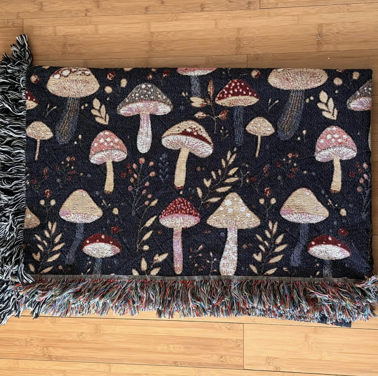 Woven Whimsical Mushroom Blanket
