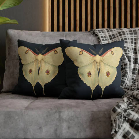 Luna Moth Faux Suede Pillow Cover