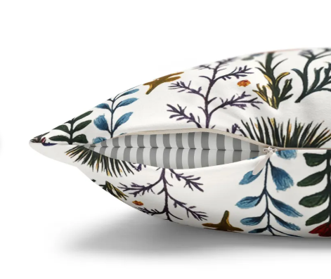 Woodland Botanical Faux Suede Pillow Cover