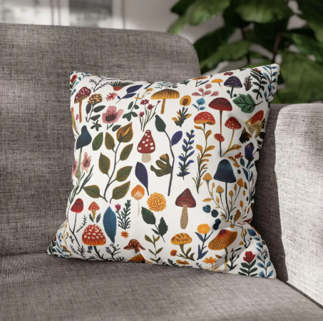 Woodland Botanical Faux Suede Pillow Cover