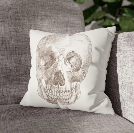 Skull Faux Suede Pillow Cover