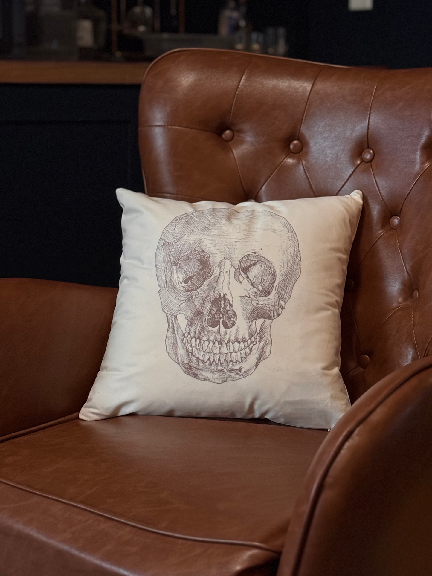 Skull Faux Suede Pillow Cover