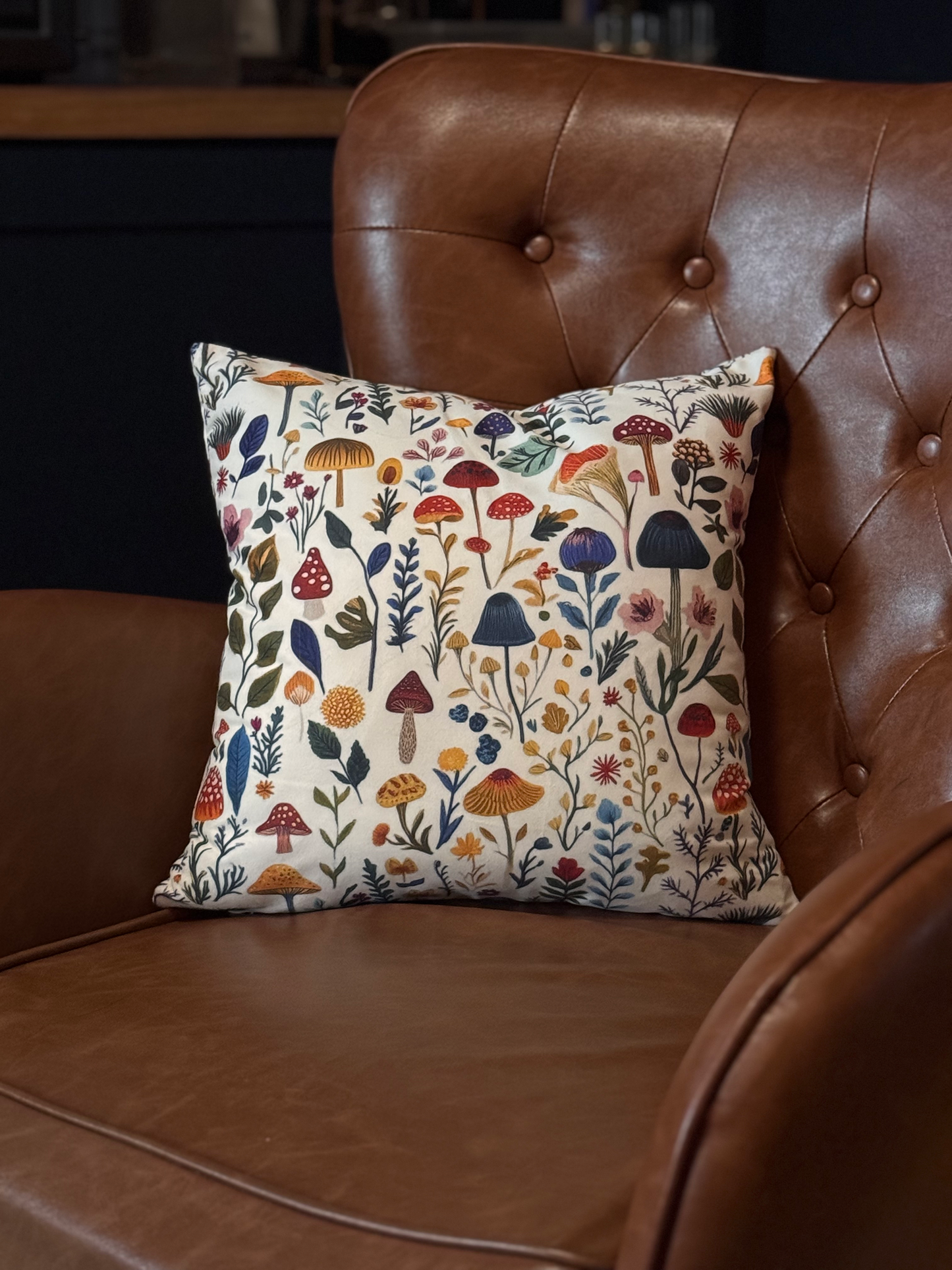 Woodland Botanical Faux Suede Pillow Cover