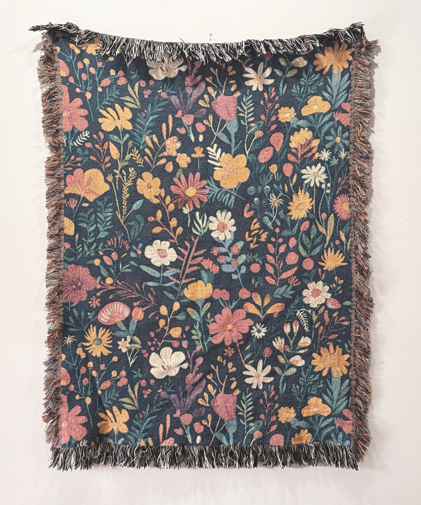 Woven Vibrant Retro Floral Blanket