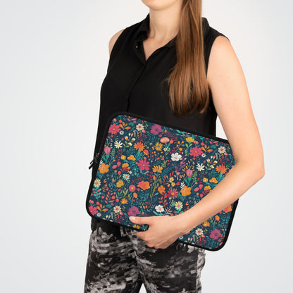 Vibrant Retro Floral Laptop Sleeve