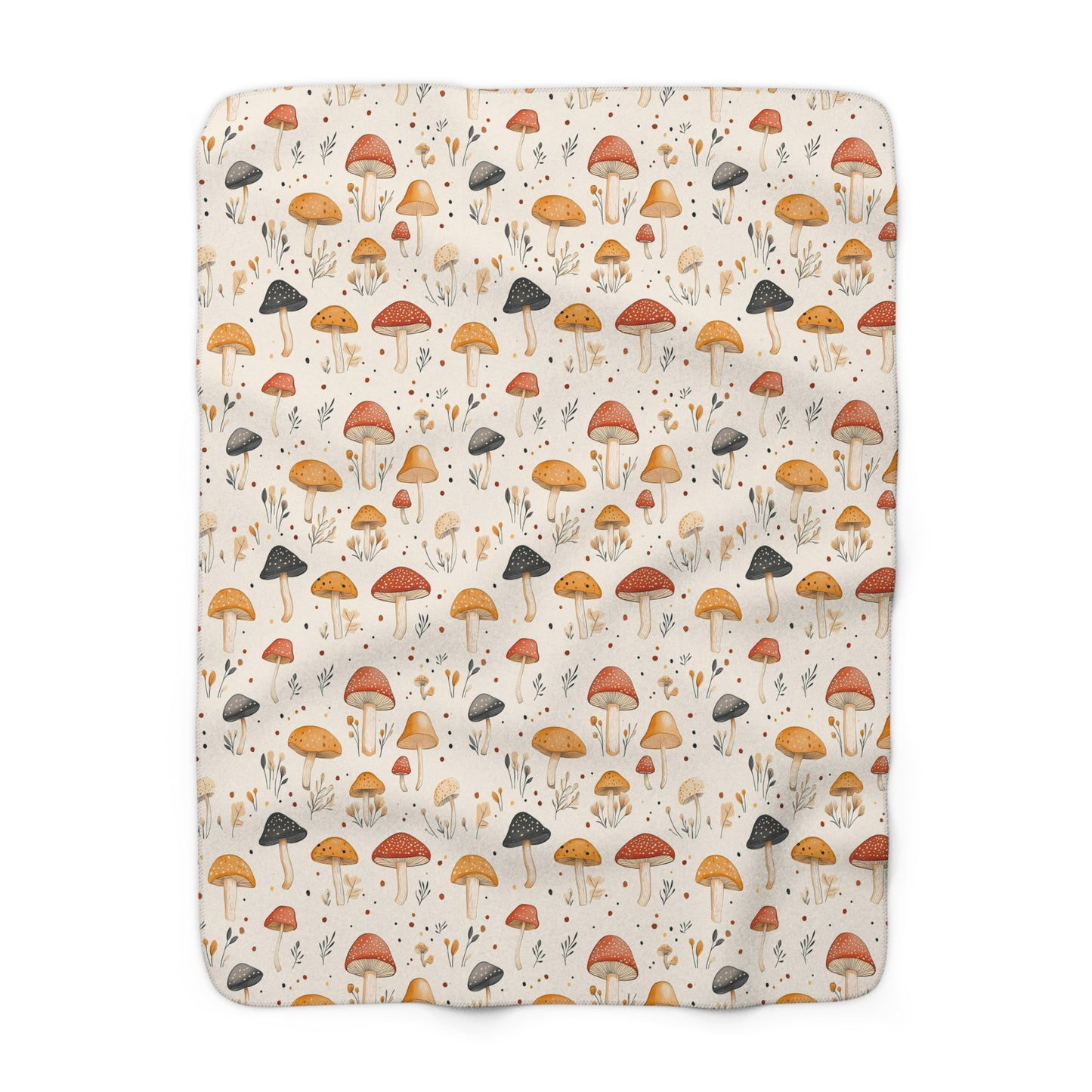 Whimsical Mushroom Sherpa Fleece Blanket