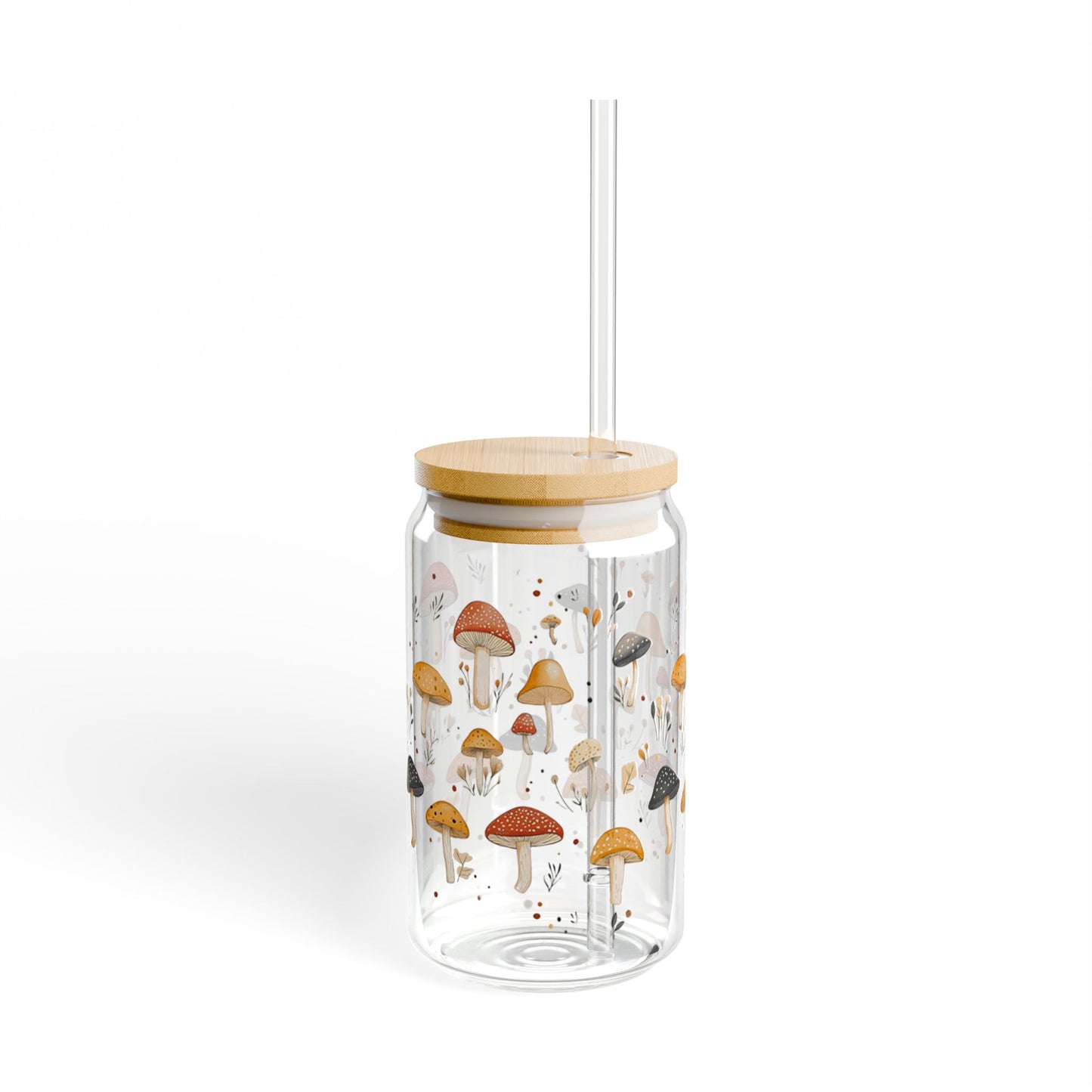 Whimsical Mushroom Glass Can