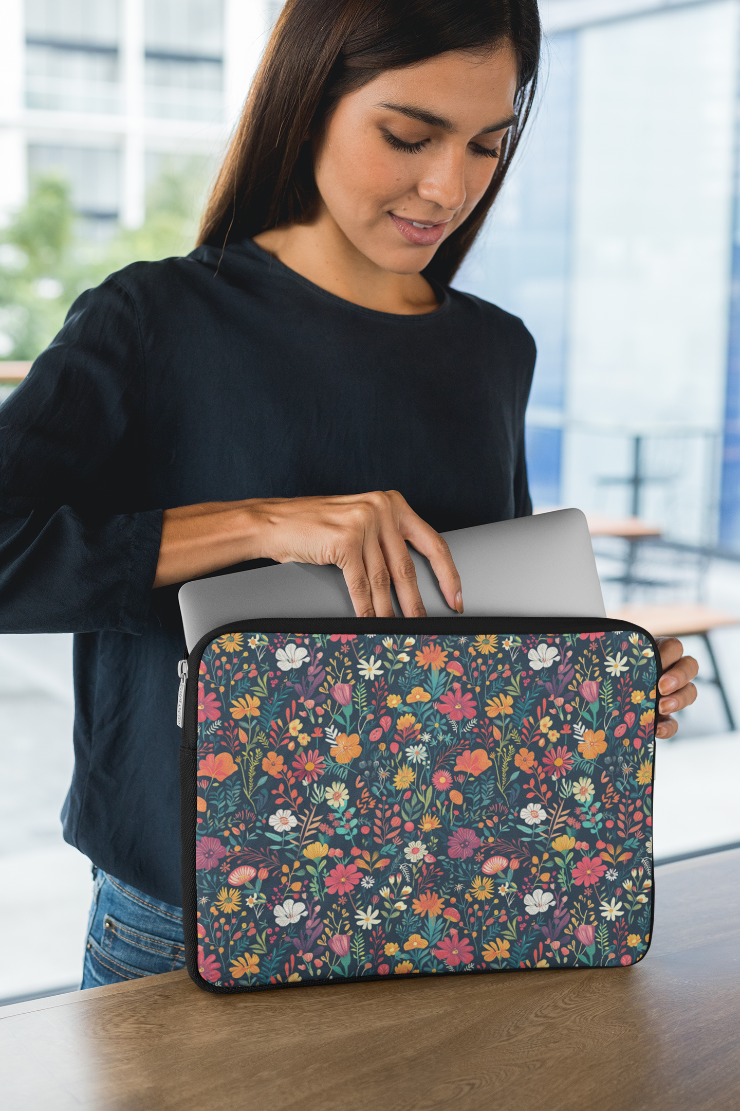 Vibrant Retro Floral Laptop Sleeve