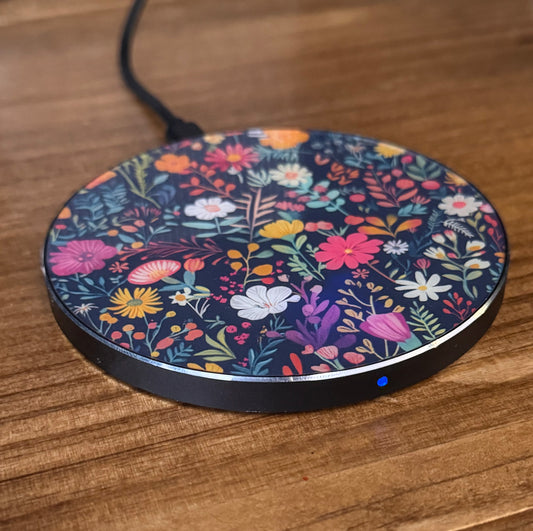 Vibrant Retro Floral Wireless Phone Charger