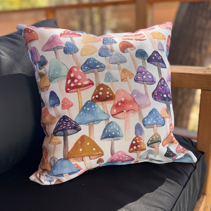 Watercolor Mushroom Outdoor Pillow