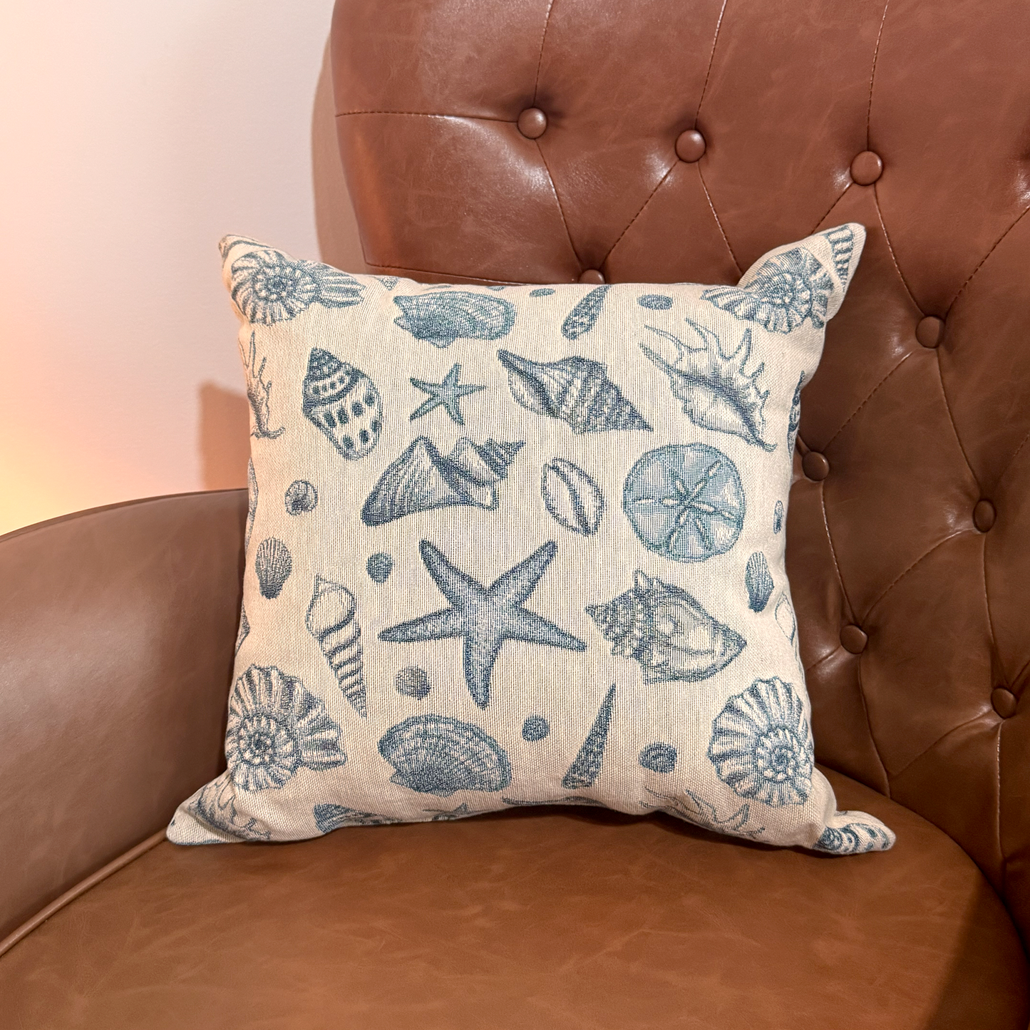 Woven Blue Seashell Pillow