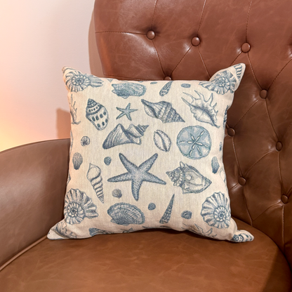 Woven Blue Seashell Pillow