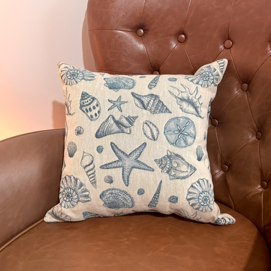 Woven Blue Seashell Pillow