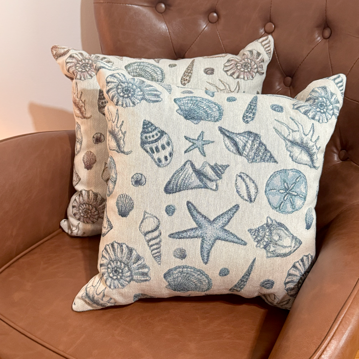 Woven Blue Seashell Pillow