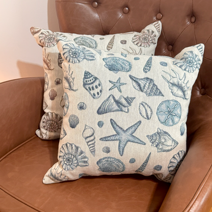 Woven Blue Seashell Pillow