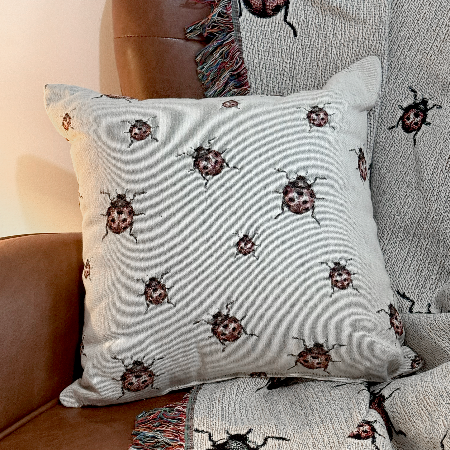 Ladybug Woven Pillow
