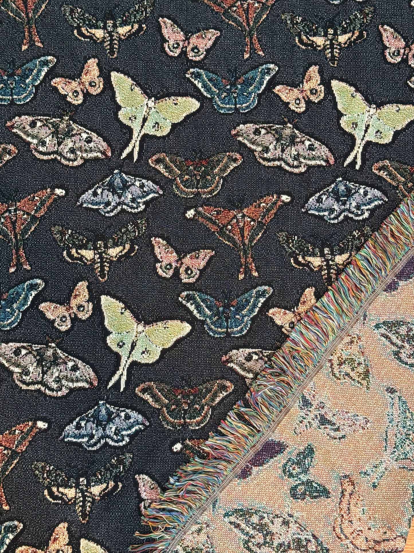 Moths Woven Blanket Dark