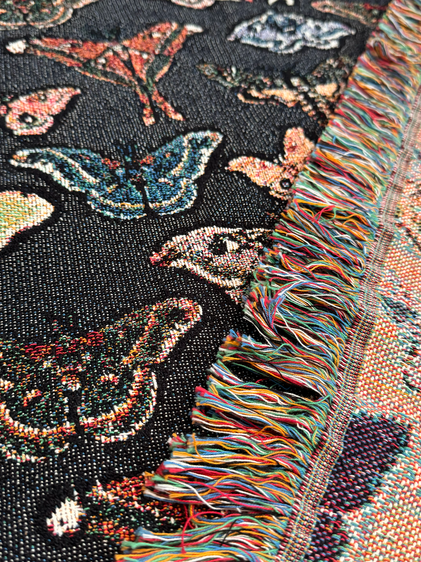 Moths Woven Blanket Dark