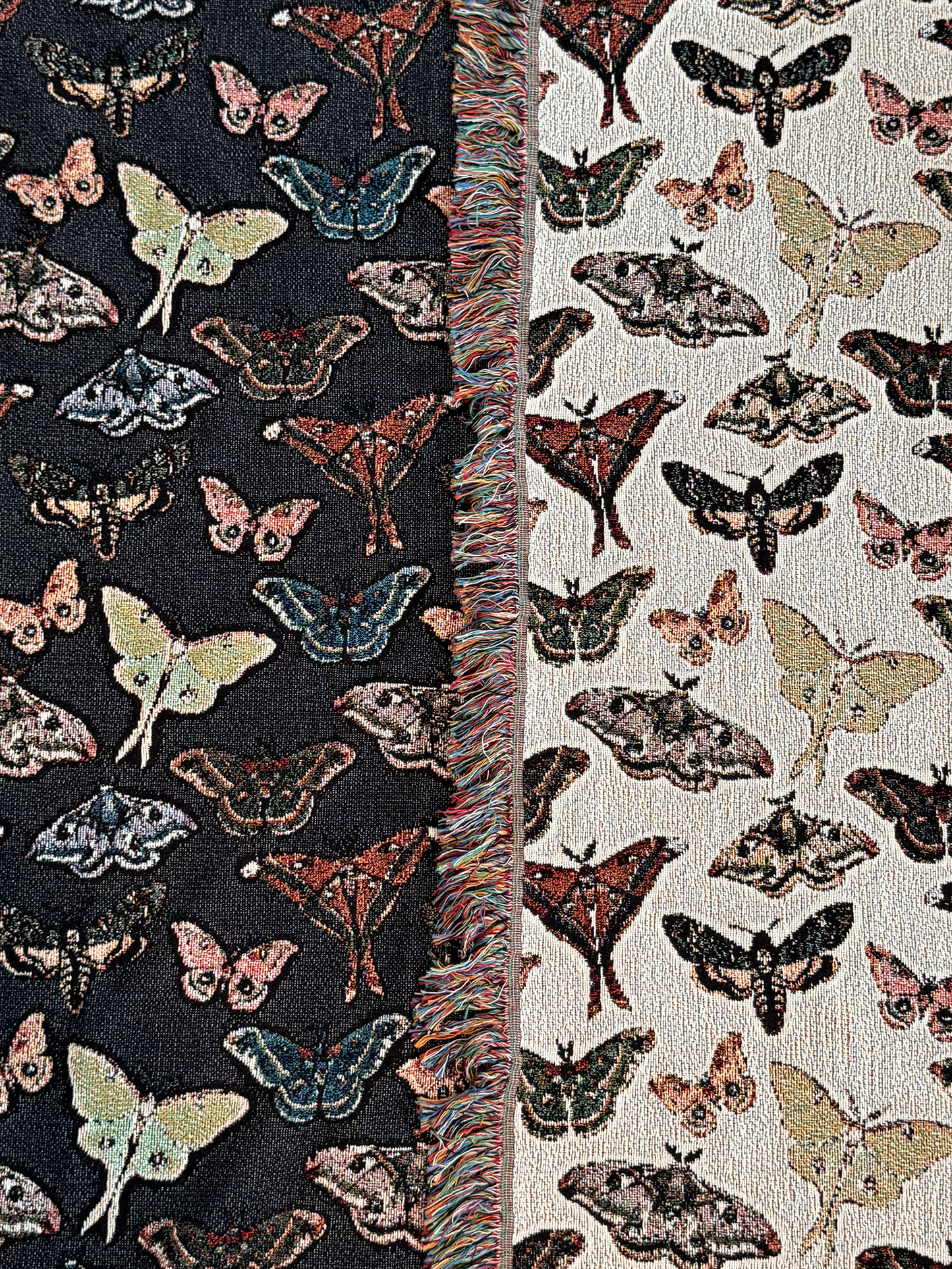 Moths Woven Blanket Dark