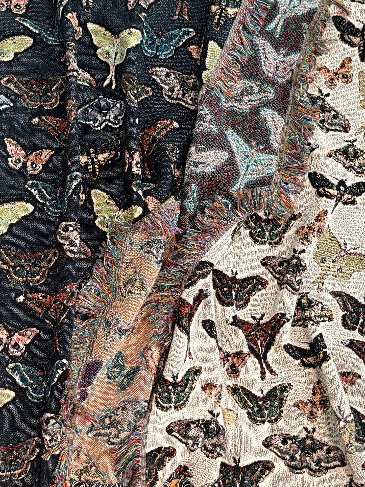 Moths Woven Blanket Dark