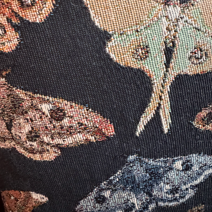 Moths Woven Pillow Dark