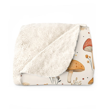 Whimsical Mushroom Sherpa Fleece Blanket