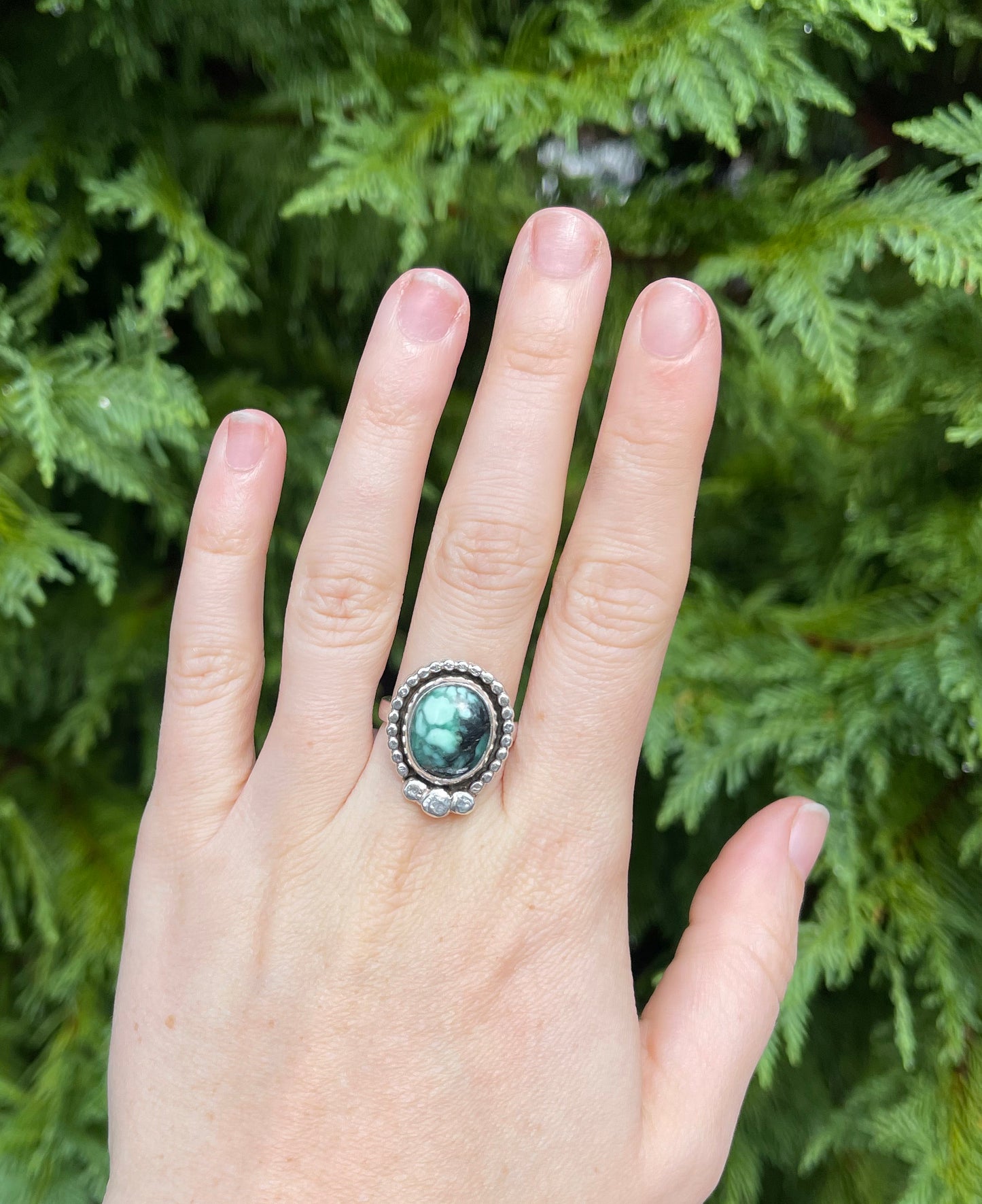 Hammered Variscite Statement Ring