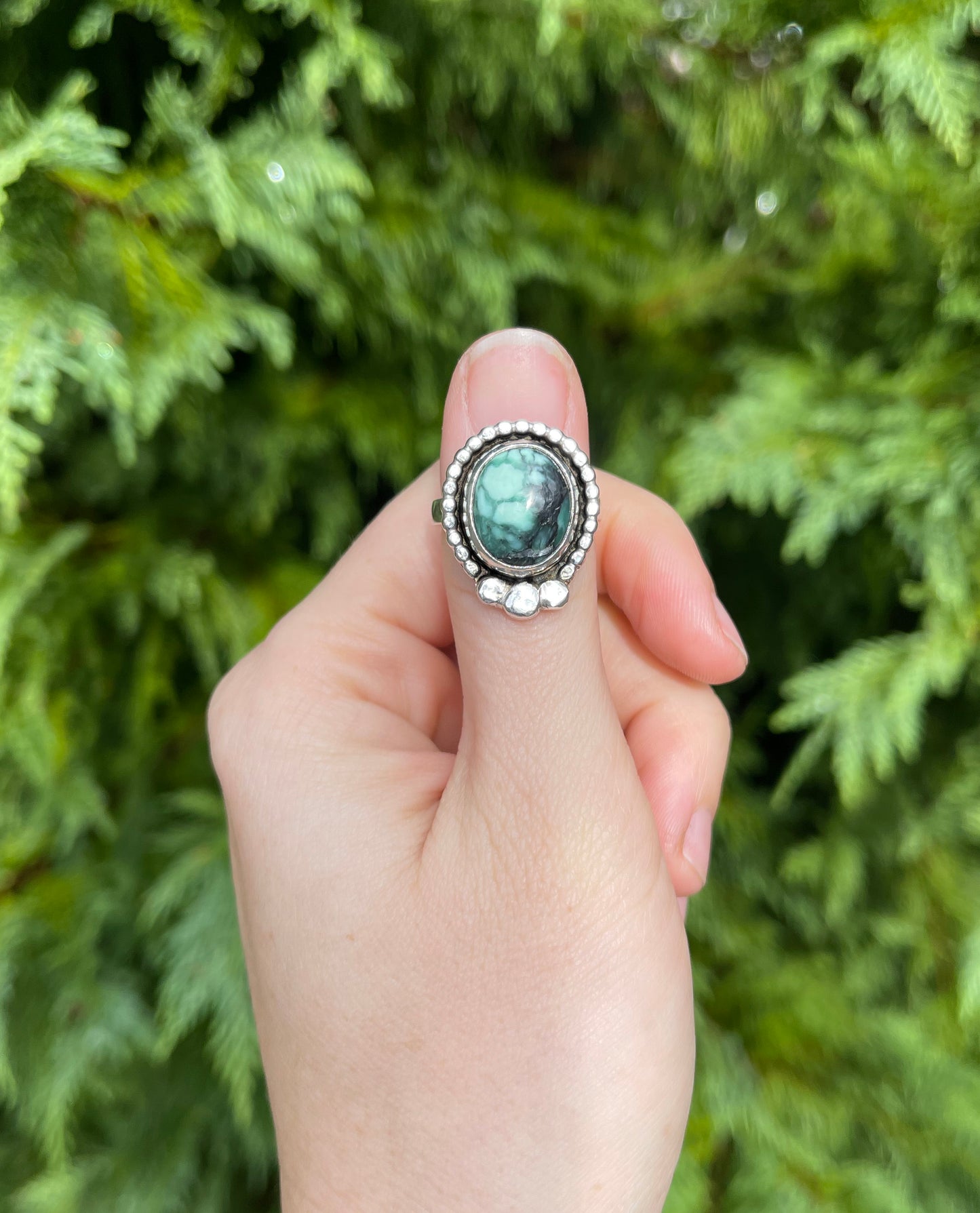 Hammered Variscite Statement Ring