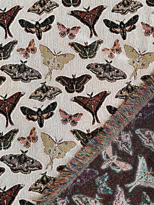 Moths Woven Blanket Light