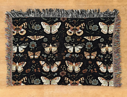 Vintage Dark Moth Woven Blanket